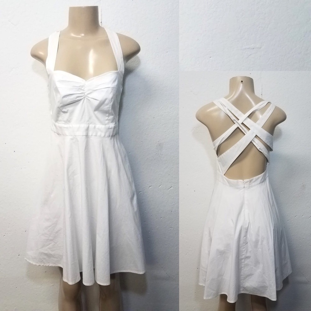 MODA White Cross Back Cami Dress 4 Small - Picture 1 of 8